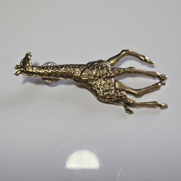 Vintage Gold Tone Large Giraffe Pin Brooch - Picture 6 of 9